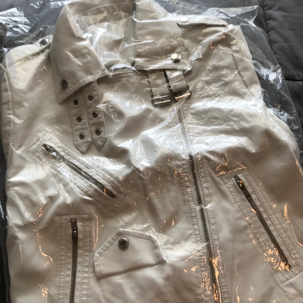 White faux leather jacket